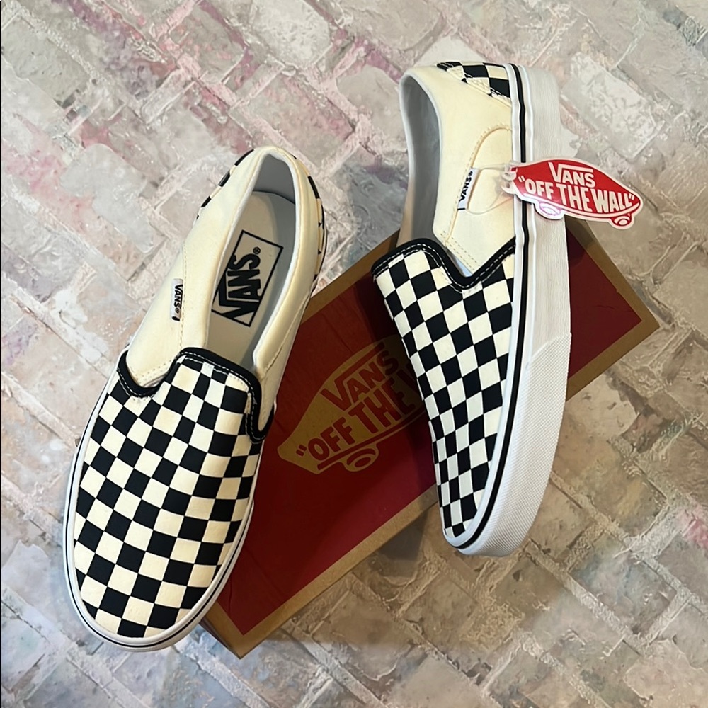 Vans Black and White Checkerboard Slip-Ons